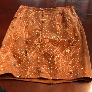 De la Renta lined suede skirt w/pailettes